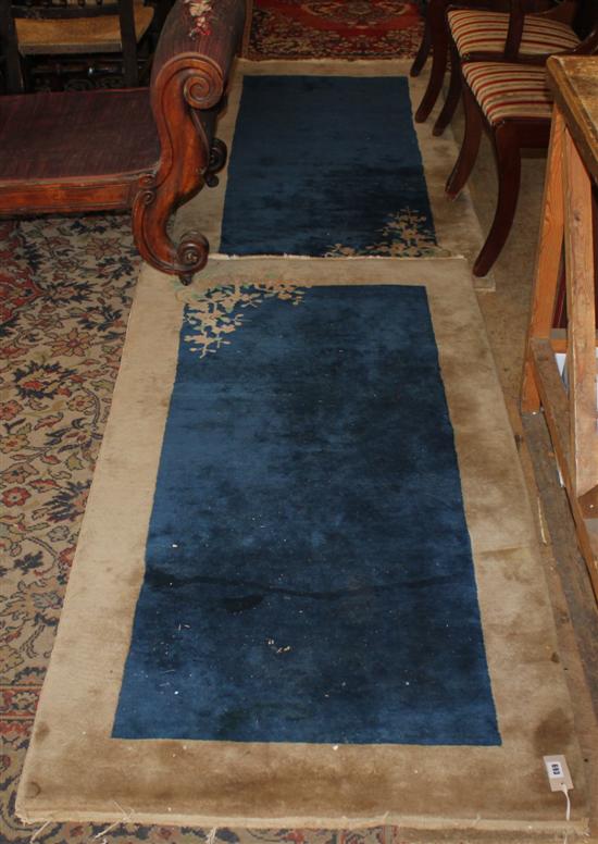 Pair of blue Chinese rugs(-)